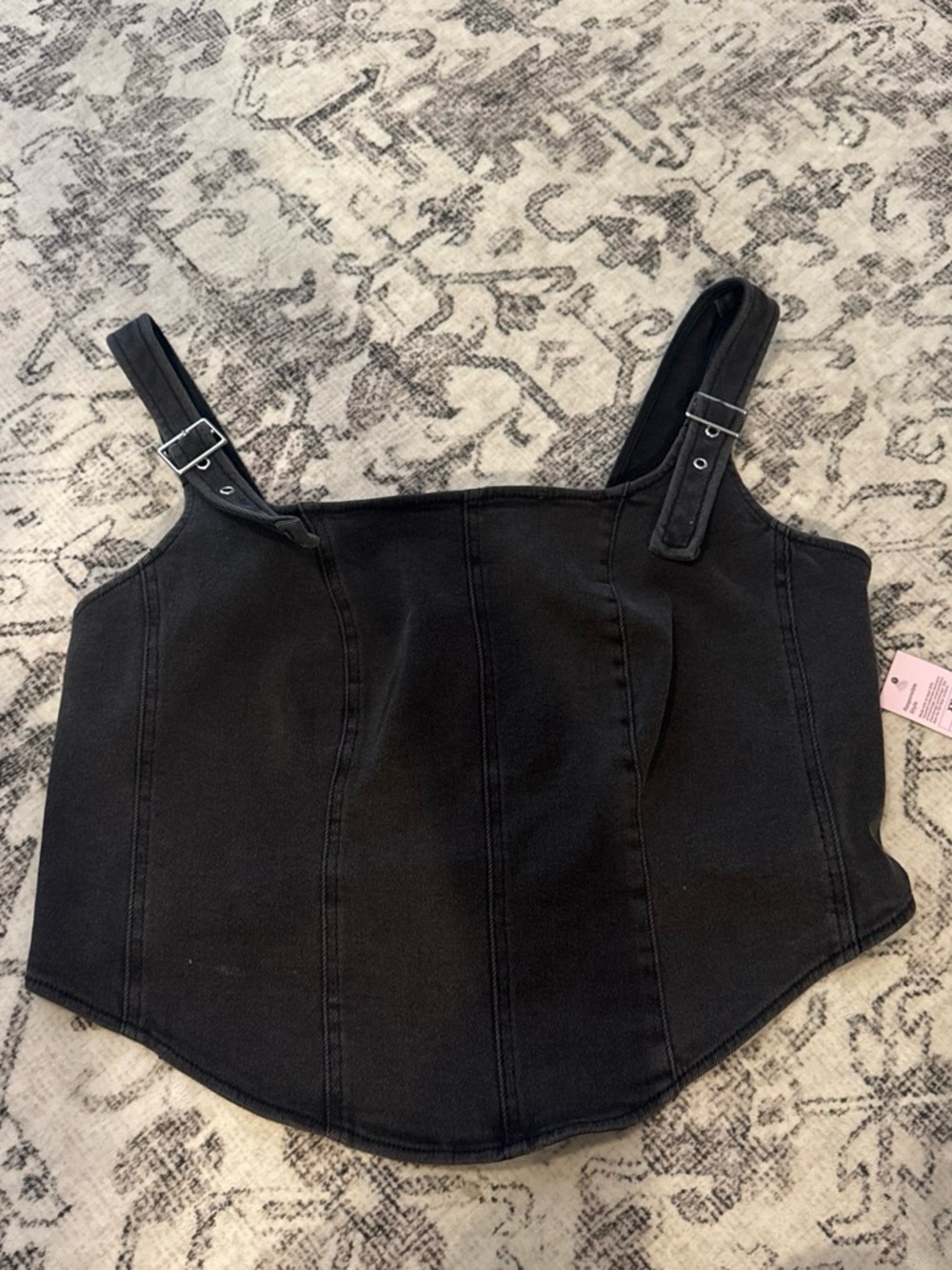 Denim Black Women's Adjustable Strap Corset Top